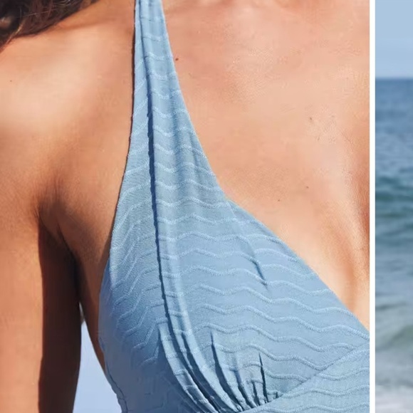 Cupshe Aleah Backless V-neck Halter Back Tie One Piece Swimsuit Sz L NWT - Picture 3 of 8